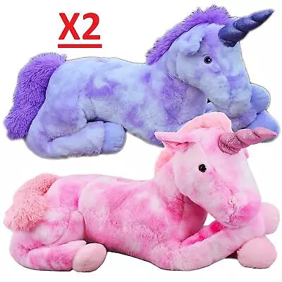  Set Of X2 Unicorn Plush Soft Cuddly Animal Toy Bear Gift Kids Stuffed Large • £31.89