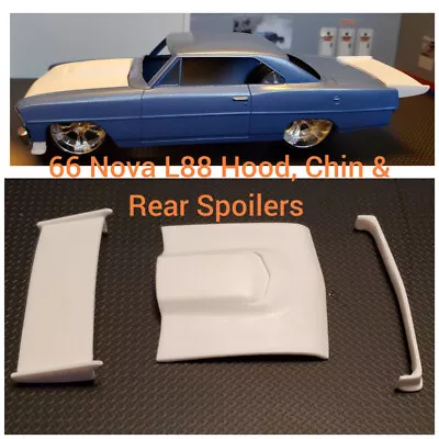 Resin L88 Hood Chin Spoiler & Rear Spoiler Wing For '66 Nova AMT 1/25 • $17.75