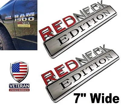 2- CHROME 7  Large REDNECK EDITION Decal Sticker Car Truck Emblem Badge Red Neck • $15.46