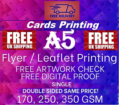 £15.19 • Buy A5 Flyer Printing, A5 Leaflet Printing, Single Or Double Sided Cards Same Price