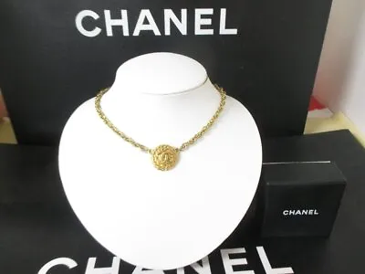 Chanel   Coco Mark   Necklace   Choker   Vintage   Chain   Gold   CHANEL Box I • $968.13