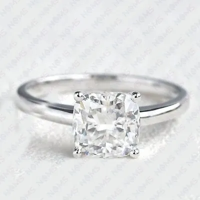 2.50ct Cushion Old Mine Moissanite Certified Engagement Ring 14K White Gold Over • $129.99