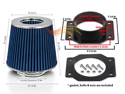 Mass Air Flow Intake Sensor MAF Adapter+BLUE Filter For 90-96 300ZX Z32 3.0L V6 • $21.99