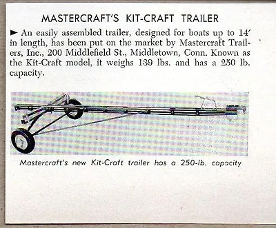 1954 Magazine Photo Mastercraft Kit Craft Boat Trailers MiddletownCT • $7.86