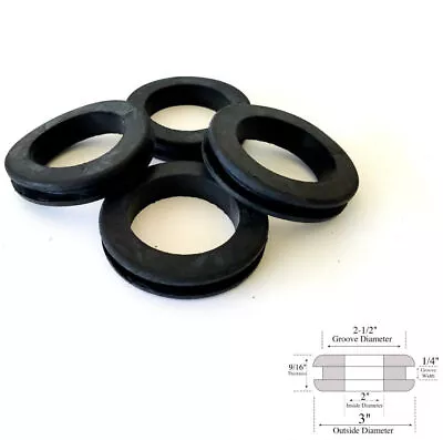 4 Rubber Grommets: 2  Inside Diameter - Fits 2-1/2  Panel Holes • $19.76