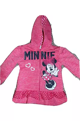 Disney MINNIE MOUSE Girls Pink Full Zip Hoodie Jacket Size 5 • $12.99