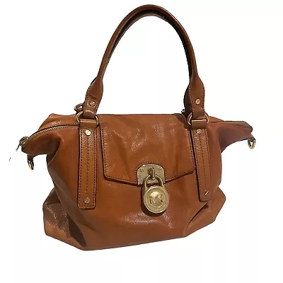 Michael Kors Brown Saffiano Leather Hamilton Slouch Satchel Bag Vintage • $25