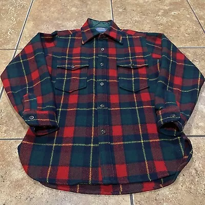 VTG Pendleton Wool Shirt Jacket Red Plaid Check Cruiser CPO Mackinaw Jacket • $74.95