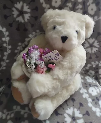 Vermont Teddy Bear Happy Mother's Day With Flowers Jointed Authentic USA EUC • $25