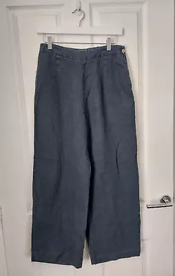 £45 • Buy Oska Trousers Denim Blue Colour 100% Linen Size 2 Pockets