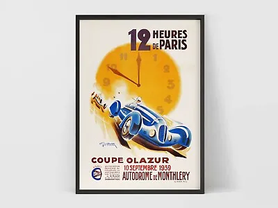 $69.50 • Buy Heures De Paris 12 - 1939 Vintage Racing Poster Retro Wall Art Print.