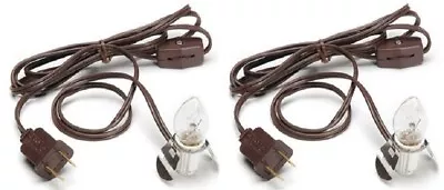 Lot Of 2 ~ Brown Clip Lamp Light 6' Electric Cord With Socket On/off Switch • $12.29