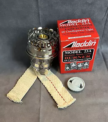 ALADDIN MODEL 23A NICKEL KEROSENE LAMP BURNER 60 CANDLEPOWER LIGHT New In Box • $49.95