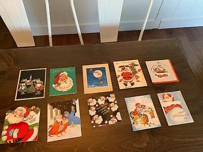 Vintage Lot Of Christmas 1940s 1950s  1960s Greeting Cards Santa • $43