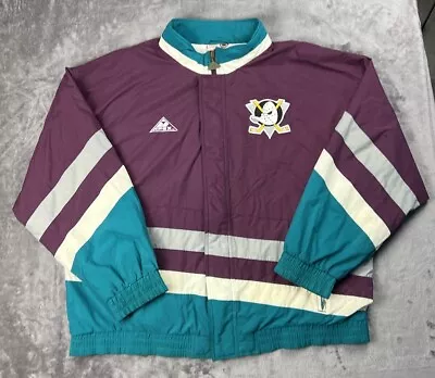 Vintage Apex One Full Zip Big Logo Anaheim Mighty Ducks Jacket NHL Men's XXL • $179.99