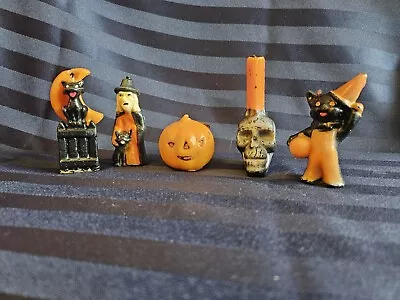 Vintage Gurley Halloween Candles Lot Witch Black Cat Skull Pumpkin • $55.99