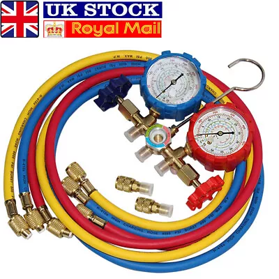 Refrigerant Manifold Gauge Set Air Conditioning Hose Diagnostic Tools R22 R134A • £18.89