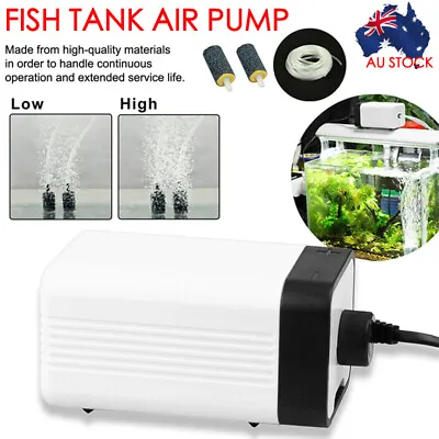 $22.79 • Buy Aquarium Oxygen Pump Aqua Fish Tank Pond Air Bubble Disk Stone Aerator 2 Outlets
