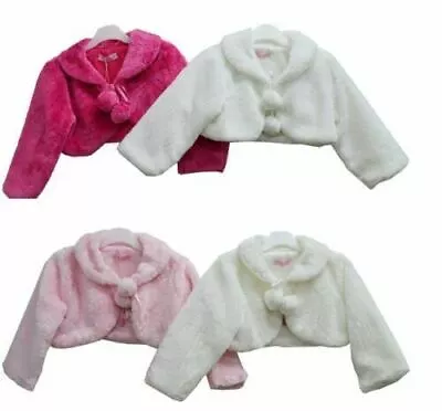 Kids Girl Faux Fur Bolero Cardigan Shrug Coat Bridal Bridesmaid Wedding Clothing • £12.49