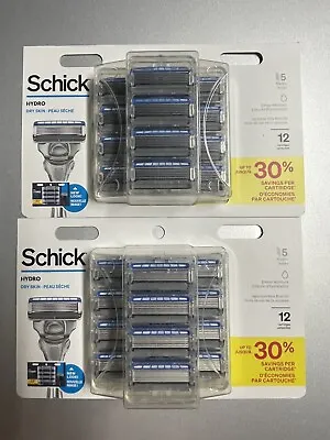 2 X Schick Hydro Hydrate Men's Razor Blade Refills Dry Skin 12 Ct (=24 Total) • $41.50