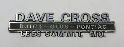 Vintage Dave Cross Pontiac Buick MO Car Dealership Metal Nameplate Emblem Badge • $46.40