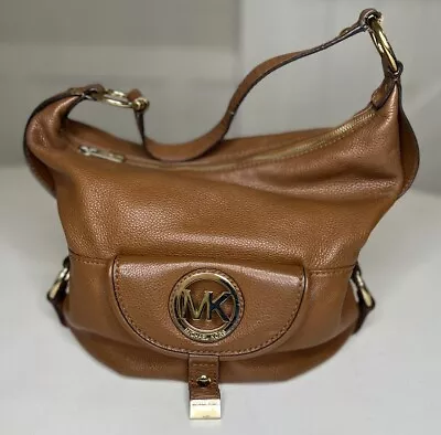 Michael Kors Large Pebble Leather Shoulder Hobo Bag Purse Front Snap Pocket • $28.99