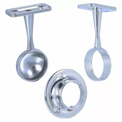 19/25 Mm CHROME WARDROBE RAIL FITTINGS Fixtures Support Centre Brackets Sockets • £3.29