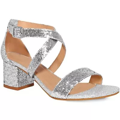 Ladies Block Heels Strappy Wedding Bridal Party Evening Sandals Comfy Shoes Sale • £14.99