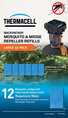 £19.73 • Buy Thermacell Backpacker Mosquito And Midge Repeller REFILLS Large 12 Pack