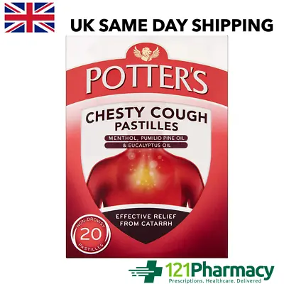 £3.65 • Buy Potter's CHESTY Cough Pastilles - 20 Relieves Catarrh Cough & Colds MENTHOL