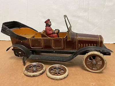 Vintage 1900s Bing? Lehmann? German Gunthermann? Touring Car Wind Up Tin Toy • $143.50