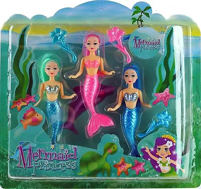 £7.47 • Buy Set Of 3 Mermaid Princess Dolls Girls Toys Play Time Fun Xmas Gift Kids Toy UK