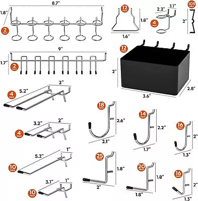 278PCS Pegboard Hooks Assortment Board Kit Accessories Metal Tool Bins Organizer • $37.34