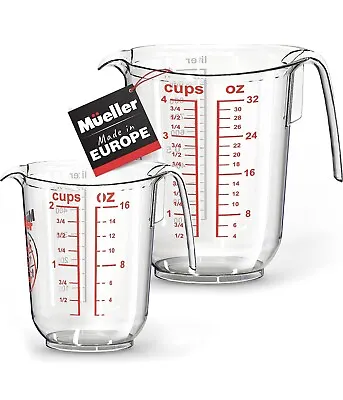 Mueller Measuring Cup Set - Accurate Easy To Read - 4 Cups/30 Oz & 2 Cups/16 Oz • $10
