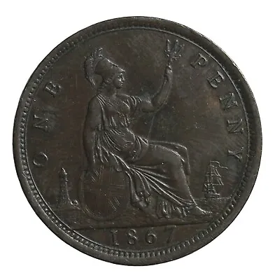 Great Britain 1867 Queen Victoria Bronze Penny British Coin KM#749.2 • $150