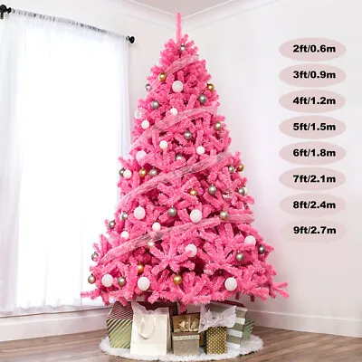 Pink Christmas Tree 2/3/4/5/6/7/8/9FT Fluffy Tips Metal Stand Easy Assemble Xmas • $129.99