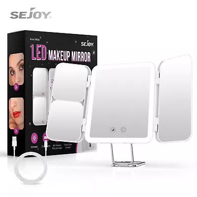 SEJOY Tri-Fold Makeup Mirror Vanity Mirror With 64 Lights 1X/3X/7X Magnification • $21.99