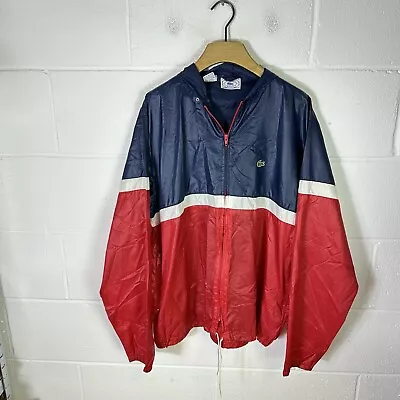 Vintage Izod Lacoste Jacket Mens Large Blue Red Anorak Smock Nylon Croc 90s 80s • £53.95