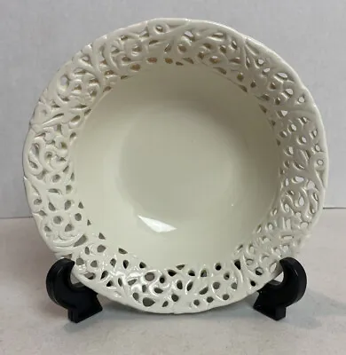 Victoria By Tabletops Unlimited Cereal Bowls Cream Ceramic Lace Cut-Out Vintage • $8.99