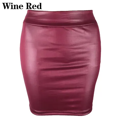 $8.49 • Buy Womens Faux Leather Pencil Skirt High Waist Wet Look Bodycon Fashion Mini Dress