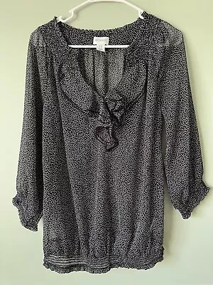 Motherhood Maternity Black White Polka Dot Long Sleeve Top Blouse Size M Medium • $6.95