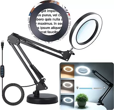 $35.99 • Buy  Magnifying Glass With Light And Stand 10X Real Glass Magnifying Lamp With Stand
