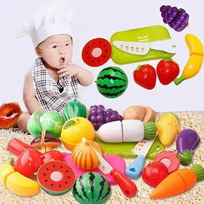 £5.89 • Buy Fruit Vegetable Food Cutting Set Reusable Role Play Pretend Kitchen Kids Toy Kit