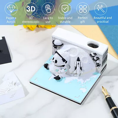 3D Memo Pad Creative Panda 3D Desk Note Pad With Pen Holder  Tear-Away 3D Aui • $34.89