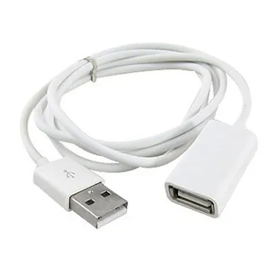 $11.38 • Buy White PVC Metal USB 2.0 Male To Female Extension Adapter Cable Cord 1m 3Ft Parts