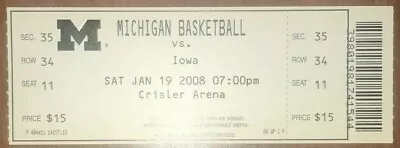 1/19/08 Michigan Wolverines Basketball Hawkeyes Crisler Hoops NCAA Ticket Stub • $14.99