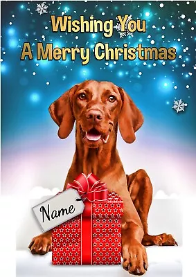 £4.50 • Buy PERSONALISED HUNGARIAN VIZSLA CHRISTMAS CARD + Illustrated Insert - A5 Glossy