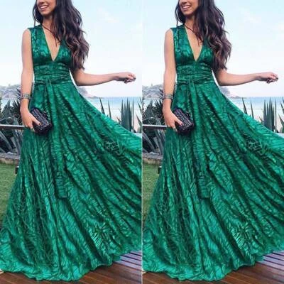 $39.59 • Buy Plus Size Lady Sleeveless V-Neck Wedding Evening Dress Cocktail Party Long Dress