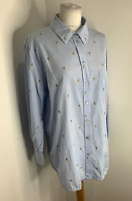 £27 • Buy Equipment Femme Embroidered Pineapple Shirt Tunic L VGC Blue Long Lightweight