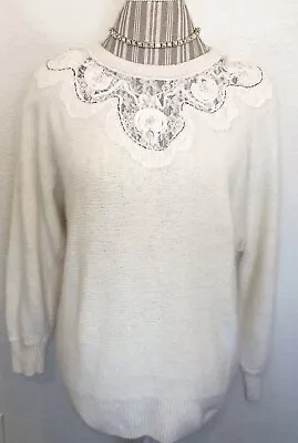 VTG IB Diffusion Lambswool Angora Silk Beaded Appliqué Sweater L/XL • $25